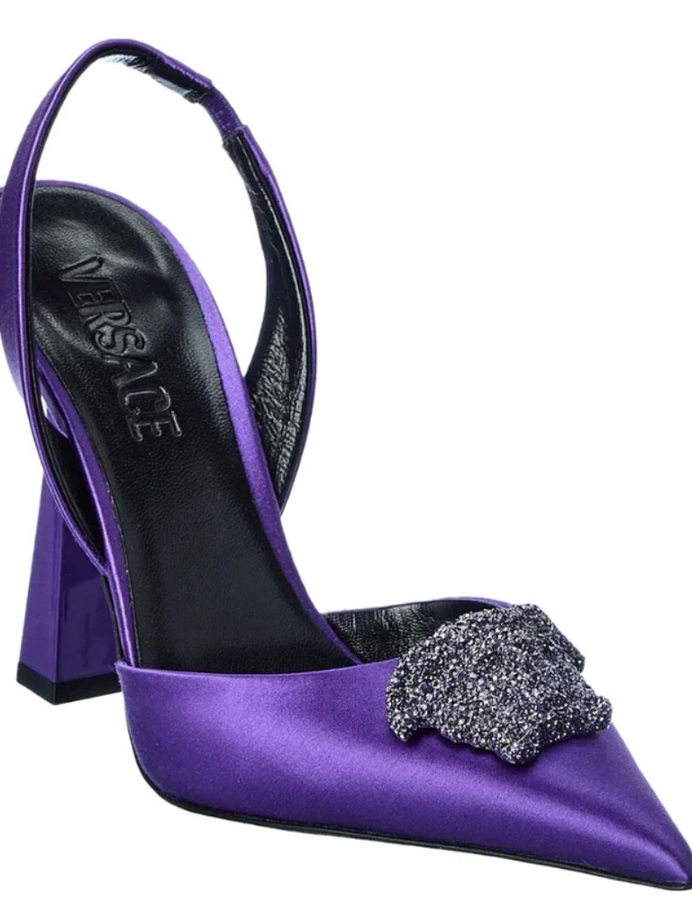 Versace La Medusa Satin Slingback Pump Women's Purple 37